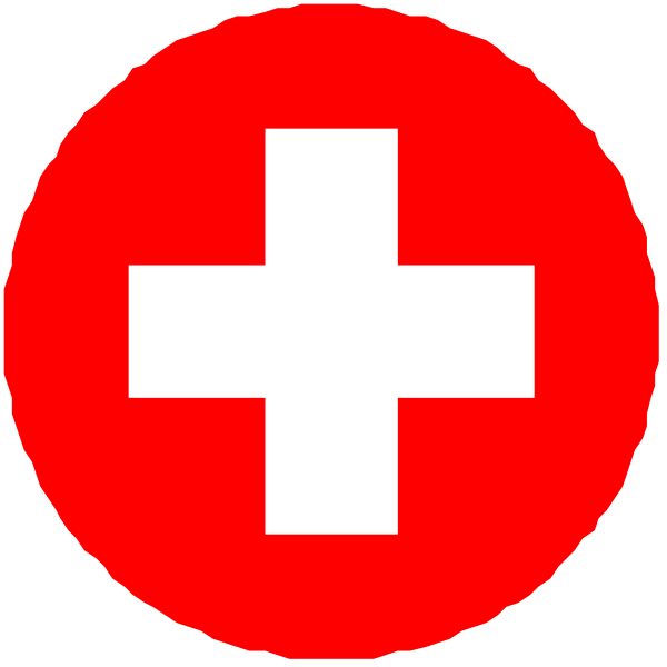 The image shows a red cross on white background with two plus signs next to it.