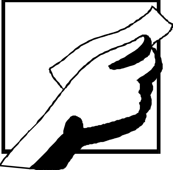 The black and white silhouette of a hand holding an envelope with money inside it pointing towards something on its right side which is out of frame.