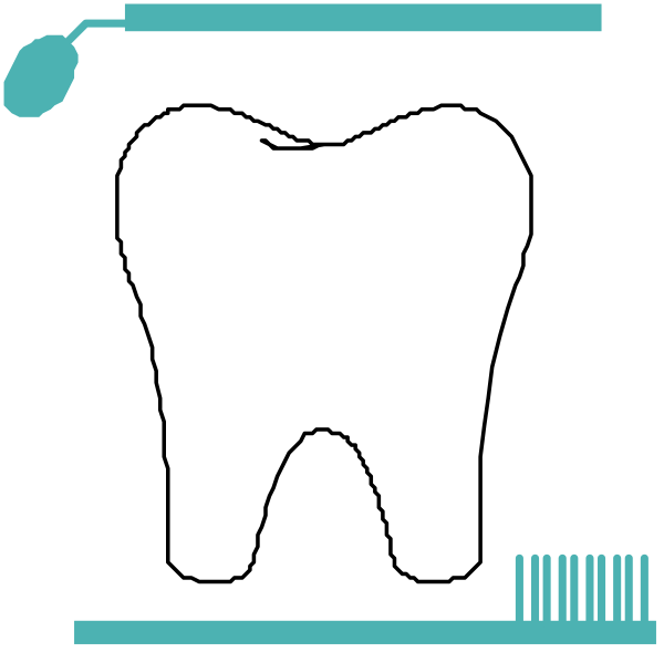 The image shows a white tooth with an icon of dental floss next to it on what appears to be a black background within another graphic that resembles a digital interface displaying various icons related to oral health, such as brushing and gum care tools. There is also text at the bottom right corner which seems like part of some sort of instructional or informational material about dental hygiene practices. The overall style suggests an educational context with visual elements designed for clarity in conveying information on toothbrush usage and oral health maintenance.