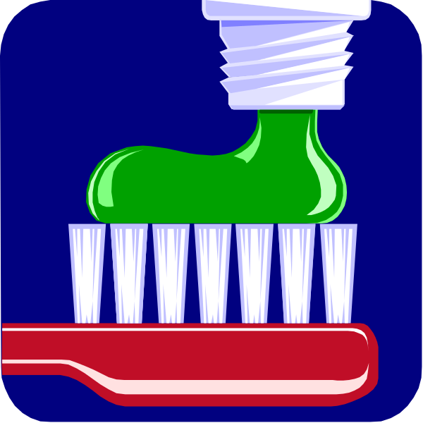 The image shows a cartoon depiction of an electric toothbrush with bristles on top next to what appears to be a tube of dental floss wrapped around it in green coloring.