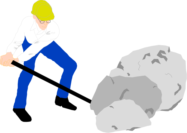 The image shows two animated characters: a man with glasses who appears to be throwing something large at another character; both figures have exaggerated features typical of clip-art illustrations.