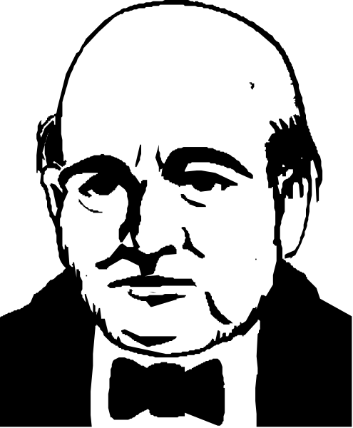 The black and white photo shows a man's face with balding hair on his head; he is wearing glasses over eyes that appear to be closed in repose.