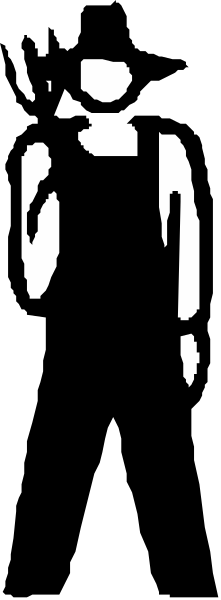 The image shows a person standing next to an object with their back turned towards it; both appear blurred due to motion in this small clip-art photo.