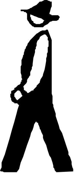 The image shows a black silhouette of an exclamation mark on top of what appears to be a gray background with diagonal lines creating stripes across it.
