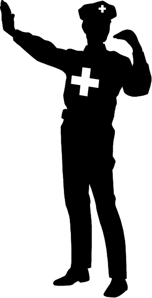 The image shows a pixelated representation of an animated character with black hair standing on what appears to be a platform against a dark background; there is no text present in this small clip-art image.