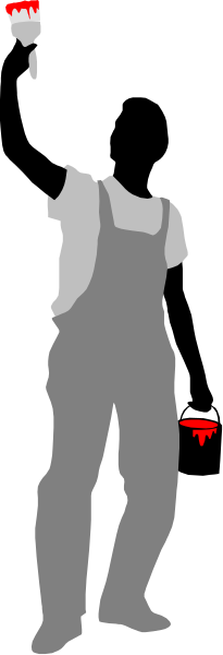 The image shows a pixelated figure of an animated character standing against a dark background with their back to us; there is no text present in this small clip-art image.