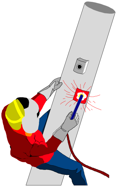 The illustration shows a person using an impact driver to drive nails into wood while holding up a piece of plywood with one hand.