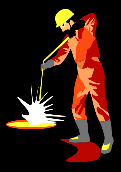 The image shows a person wearing an orange jumpsuit spraying water from a hose onto what appears to be a small explosion on the ground in front of them.