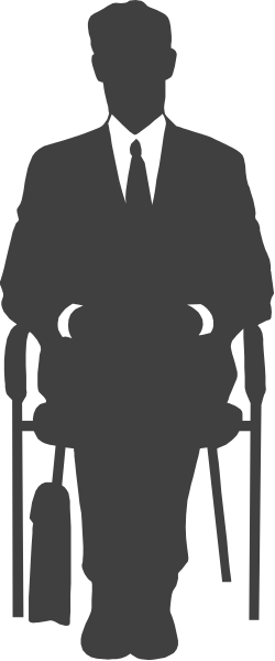 The black and white silhouette of a man standing with his arms crossed against an indistinct background.
