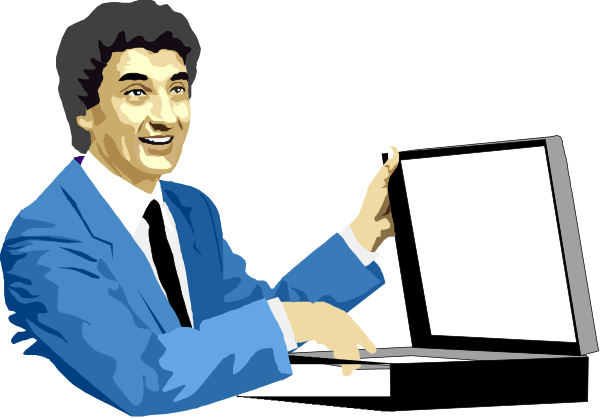 The image shows a cartoon of two men sitting at desks with laptops; on the left is an animated man holding up his hand as if to emphasize something he's saying while gesturing towards another figure, who appears surprised and has their hands raised in response.