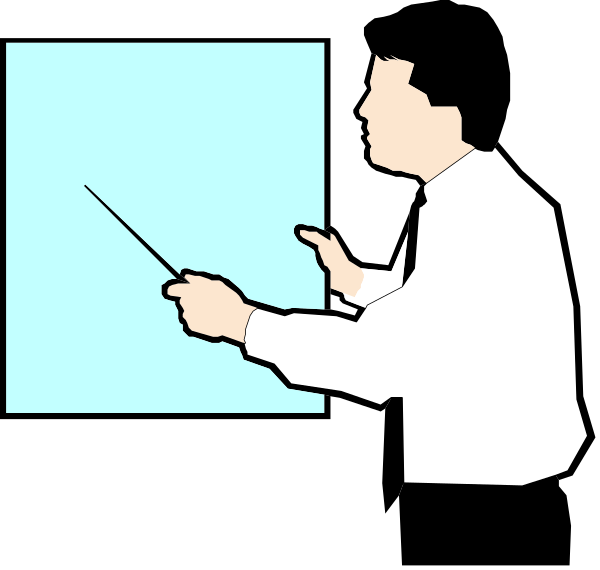 The image shows a man standing next to an open window with his hand on it as if he's conducting music; there is no text present in this clip-art illustration.