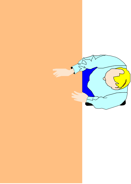 The image shows a person lying on their back with arms outstretched against an orange background that transitions to black at the bottom of the frame.