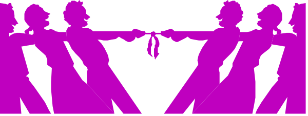 The image shows a group of silhouetted figures dancing together with their arms raised above them; there is no text present in this clip-art illustration.