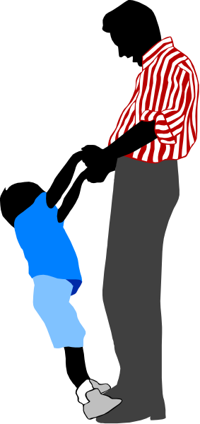 The image shows a black and white cartoon of two figures standing side by side with their backs to each other; both appear to be wearing red shirts over striped patterns.