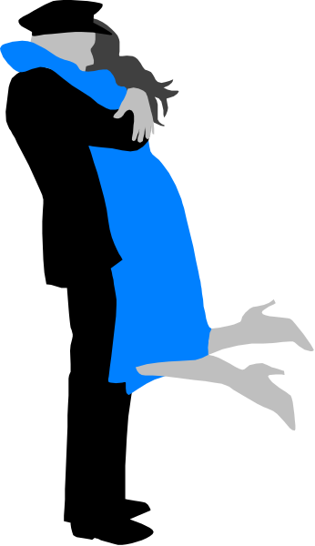 The image shows a black silhouette of an animated character dancing with their arms outstretched against a white background.