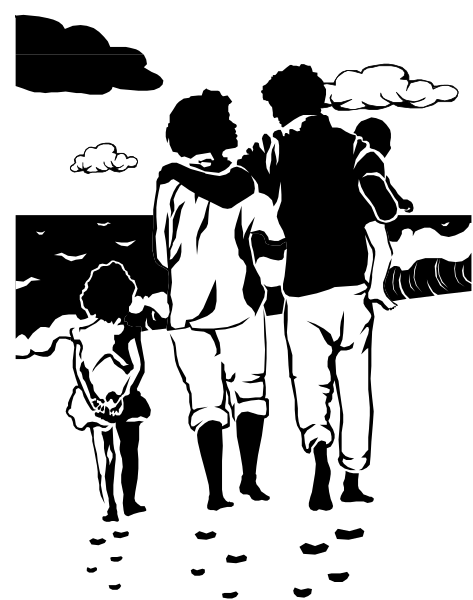 The image shows a black silhouette of an animal with two ears against a dark background on its left side.