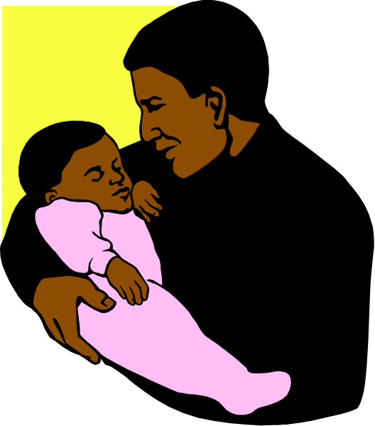 The illustration depicts a woman holding an infant while standing next to another person who is also depicted as being held by someone else in the background.