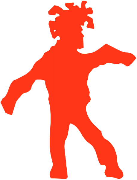 The image shows a red silhouette of an animated character dancing against a black background with white text at bottom left corner that reads "GIF".