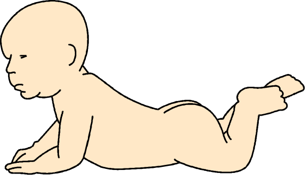 The black and white illustration shows two babies lying on their backs with a dark background; there is no text present within this image.