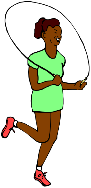 The image shows a cartoon of an athlete running with their arms outstretched on what appears to be a track.