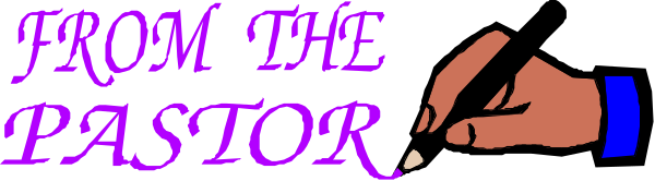 The image shows a banner with text that reads "From Pastor" at the top right corner of an otherwise blank space.