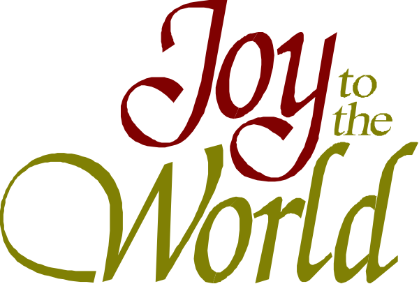 The image shows a graphic with text that reads "JOY TO THE WORLD" at top followed by smaller words saying "Joy to the World." Below this is an illustration of what appears to be a Christmas tree, and beneath it, there's more text in cursive script reading "to the world," which suggests continuity with the phrase above. The overall style seems festive or holiday-themed due to the presence of the word 'joy,' commonly associated with positive emotions during this time of year.
