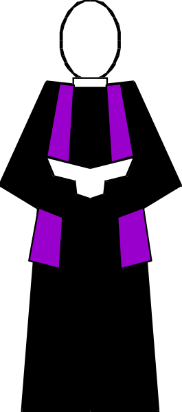 The image shows a purple character standing against a black background with white stripes on either side of it.