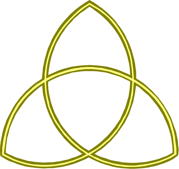 The image shows a simple black and white illustration of two interconnected triangles resembling an ancient symbol for peace or unity with three points each on top of one another against a plain background.