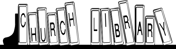 The image shows a black and white illustration of an open book with pages that have words like "church," "brain" on them in various orientations; above this is text reading "LIBRARY BRAIN."