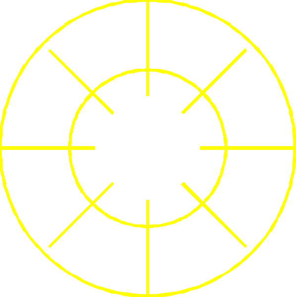 The image shows a black silhouette of an object with two circles on it against a white background.