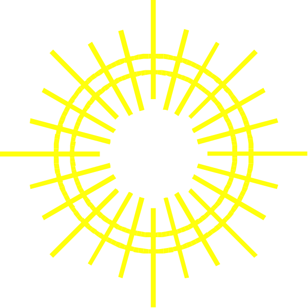 The image shows a black circle with yellow lines radiating from it against a dark background.