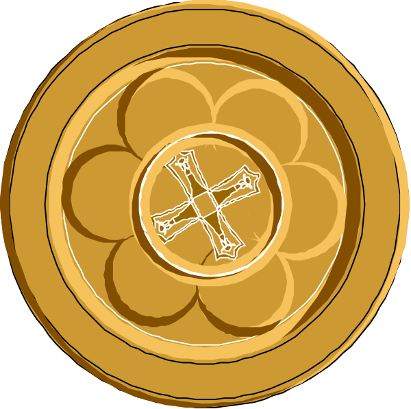 The image shows two circular designs with a cross motif at their center; each design is encircled by an intricate pattern of leaves on either side.