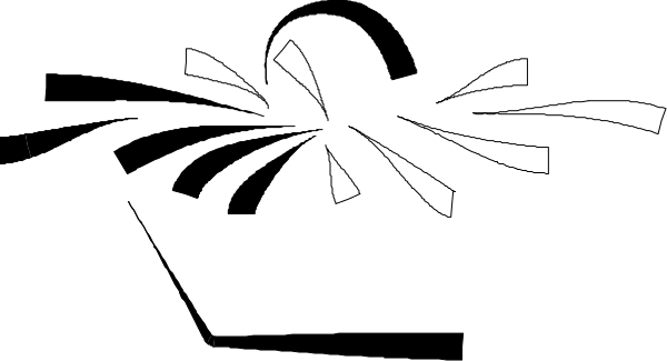 The image shows a black and white pixelated representation of an abstract design with horizontal lines that could be interpreted as representing waves in water.