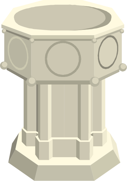 The image shows a white fountain with two circular basins on top of it against an indistinct background.