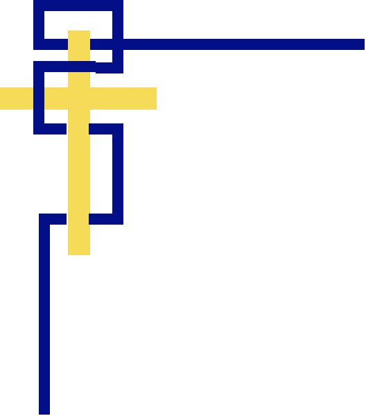 The image shows a pixelated representation of an abstract design with geometric shapes resembling lines forming patterns against a dark background; there is no text present in this small clip-art image.