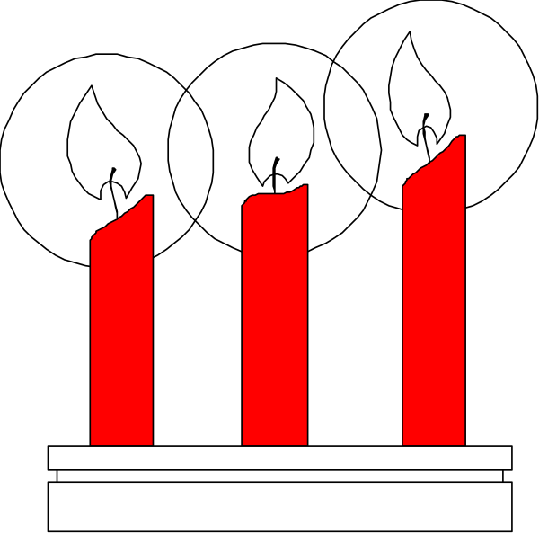 The image shows a black and white illustration of two lit candles on either side of an unlit candle within what appears to be a holder with flames at both ends, suggesting it is designed for use in religious ceremonies such as lighting yahrzeit memorial candles or Hanukkah menoras.
