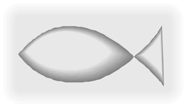 The image shows a stylized fish with an eye on it against a plain background.