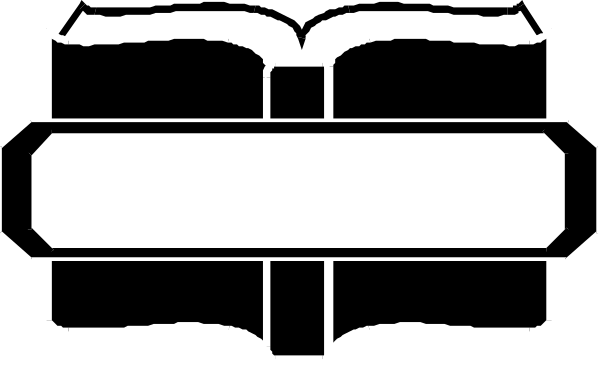 The black and white illustration shows a book with an open cover revealing blank pages inside it against a plain background.