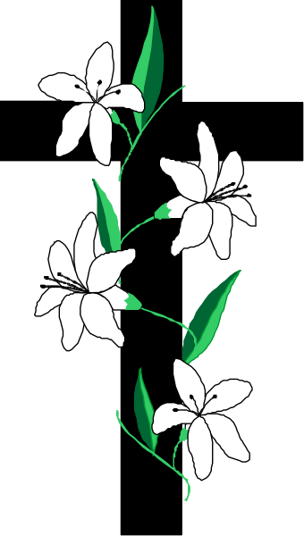 The image shows a black background with three white flowers on it.