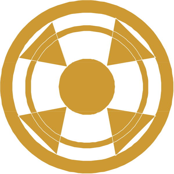 The image shows a graphic with two overlapping circular shapes containing symbols that resemble gears within them; these circles have an orange border around their perimeter.