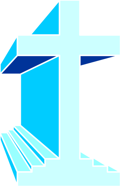 The image shows a graphic of an open book with pages that appear to be blank white space on either side; it is overlaid onto another picture which seems to depict a cross-like symbol in blue, set against what looks like a dark background.