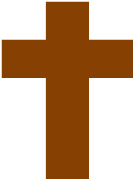 The image shows a pixelated cross with brown borders against a dark background.