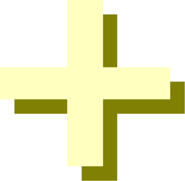The image shows a pixelated cross on top of another symbol that resembles an x within two rectangles forming a square shape against a dark background.