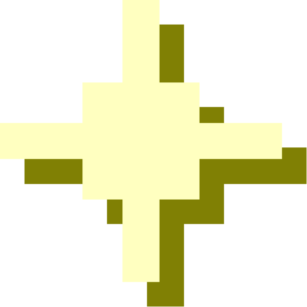 The image shows a pixelated representation of an electric cross with two lines intersecting at right angles against a dark background.