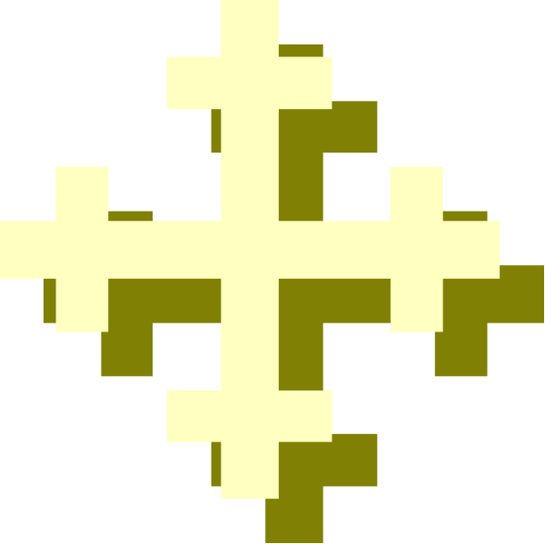 The image shows a pixelated cross with four arms against a black background.