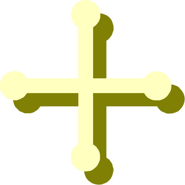 The image shows a cross with four points connected by lines against a black background.