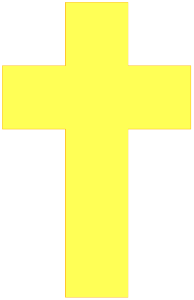 The image shows a pixelated cross with an arrow pointing to it from above on what appears to be a dark background.