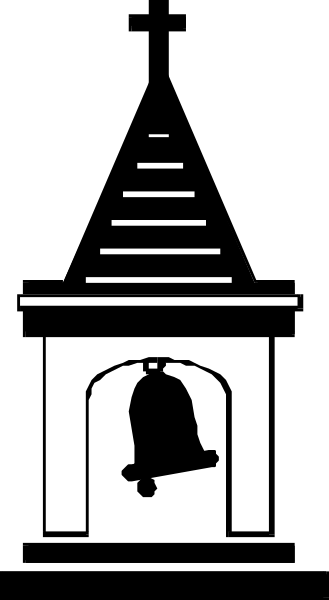 The black and white photo shows a building with an archway on top of it against a dark background.