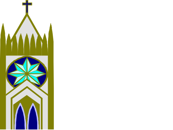 The image shows two stylized church spires with crosses on top against a dark background; there is no text present in this clip-art illustration.