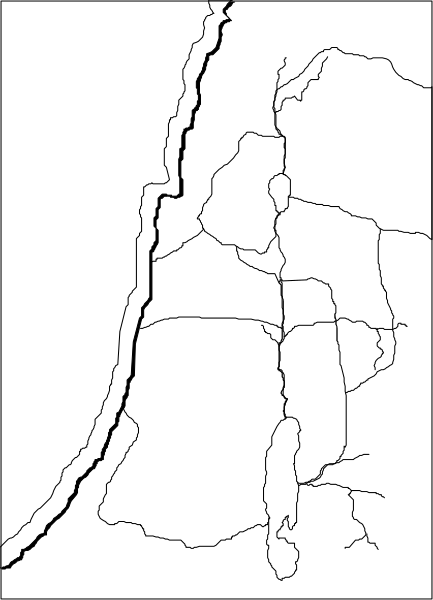 The black and white map shows a country with its borders outlined by thin lines on top of another layer that appears to be an overlay image showing part of it in color.